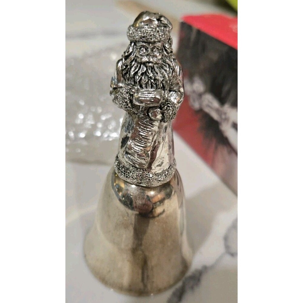 Vintage Godinger silver plated Santa Christmas bell
